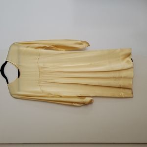 MAJE yellow silk boho midi dress empire waist balloon long sleeves M